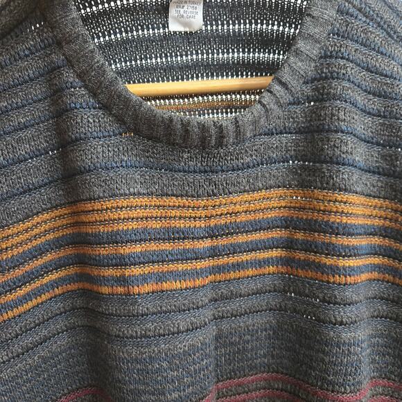 Gianfranco Ruffini Mens Vintage 90s Grandpa Textured Open Knit Stripe Sweater L - Picture 2 of 10